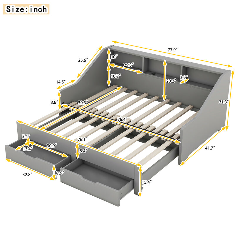 Merax Daybed Bed Frame with Storage image number 9