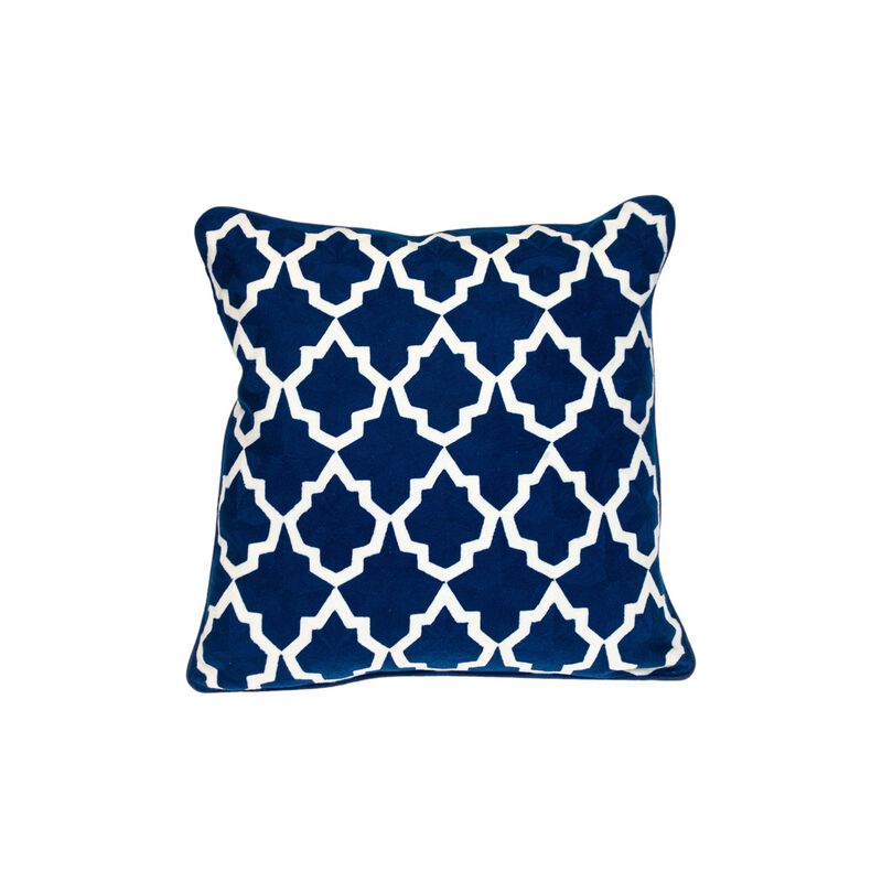 HomeRoots 20" Blue and White Geometric Cotton Throw Pillow image number 2