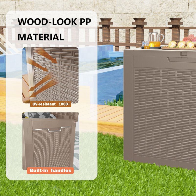 Mondawe 31 GAL Rattan Deck Boxes for Outdoor Storage with Side Handles