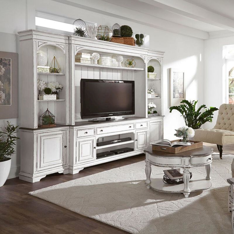 Liberty Furniture Magnolia Manor Entertainment Center with Piers in Antique White image number 4
