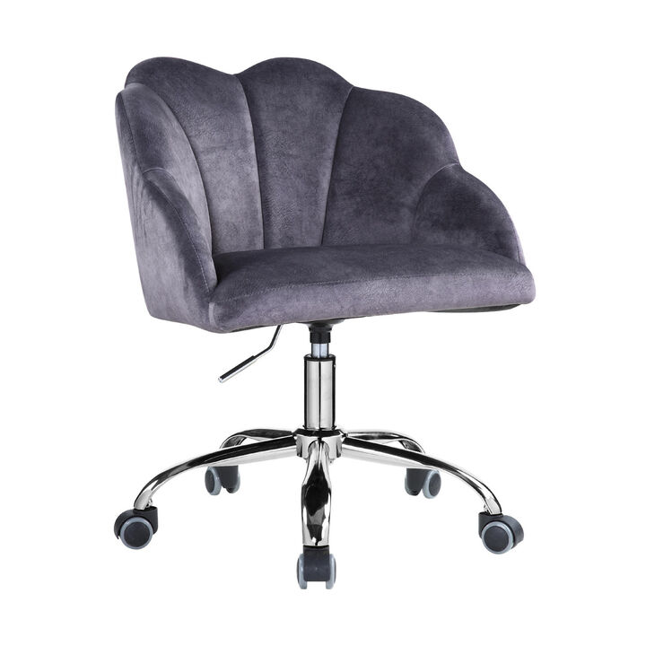Office Chair in Dark Gray Velvet and Chrome