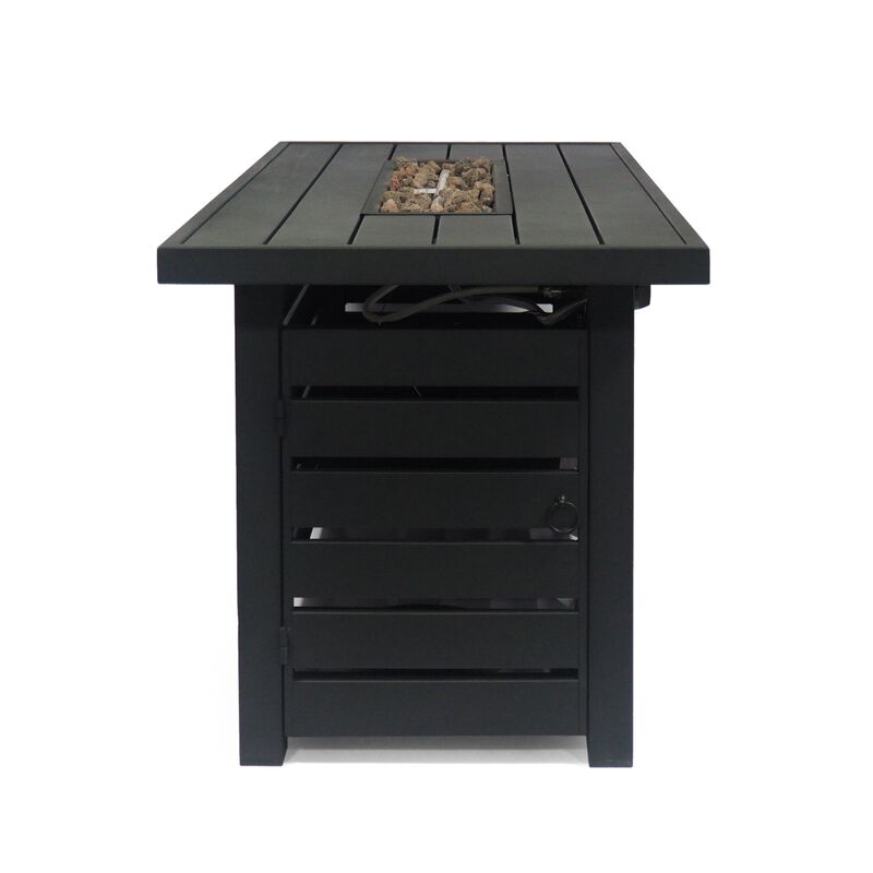 Mondawe 47.25" Rectangular Iron Breathable Fire Pit - 30 000 BTU Fire Pit Table in Matte Black image number 7