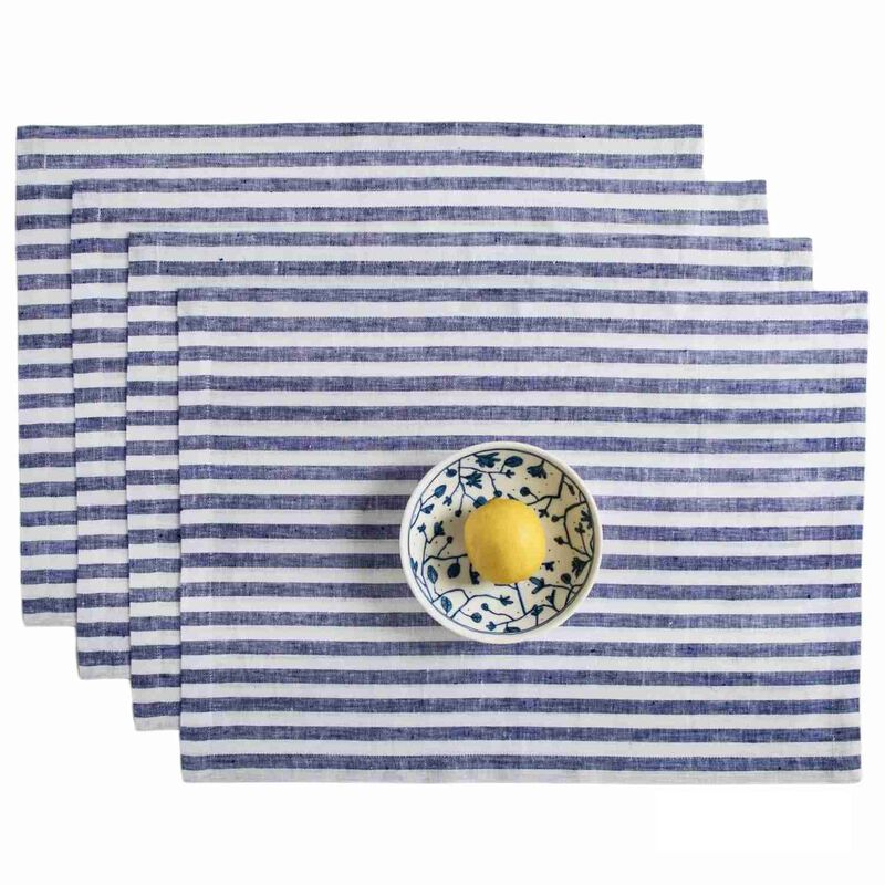 Christmas Linen Placemats 14 x 19 in Set of 4 - Amalfi Stripe, Solino Home