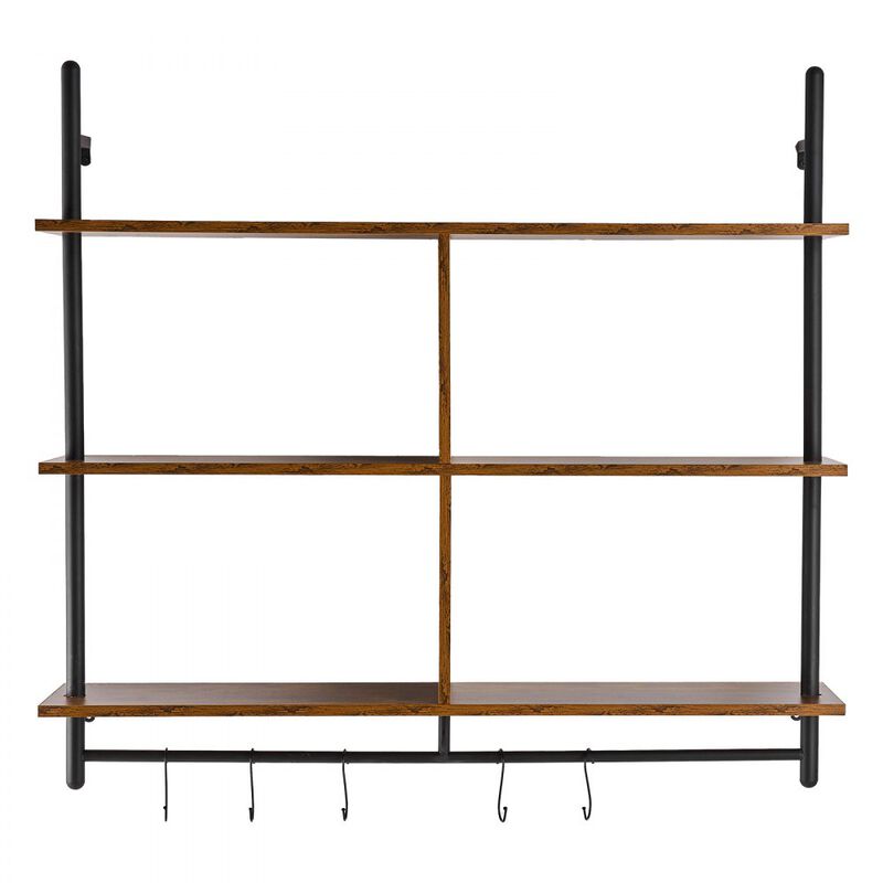 Industrial Pipe Wall Shelf with 3 Tiers for Kitchen Storage or Bedroom Decor