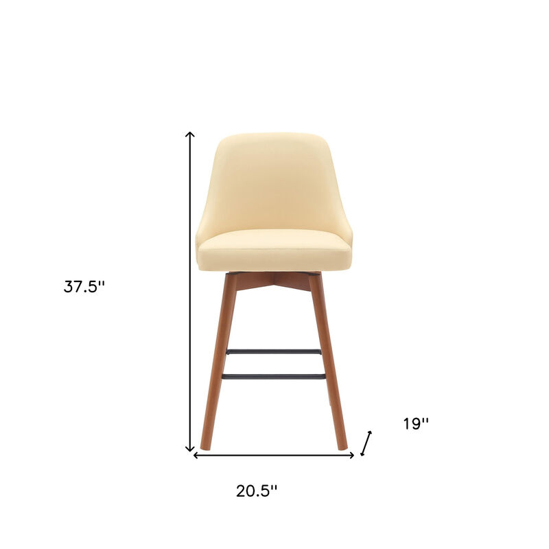 HomeRoots Solid Wood Frame Faux Leather Armless Counter Stool image number 6