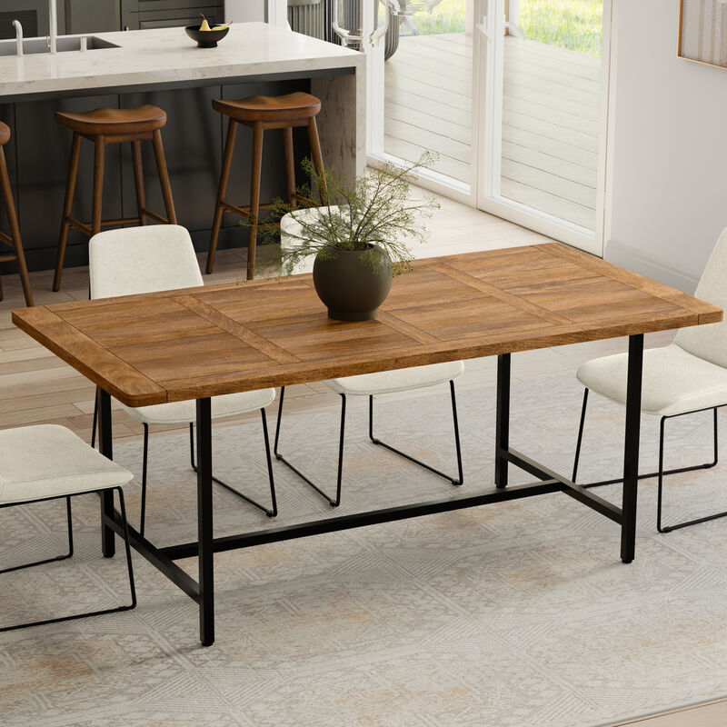 Campbell 72 inch x 36 inch Rectangle Modern Industrial Dining Table in Burnt Wax image number 1