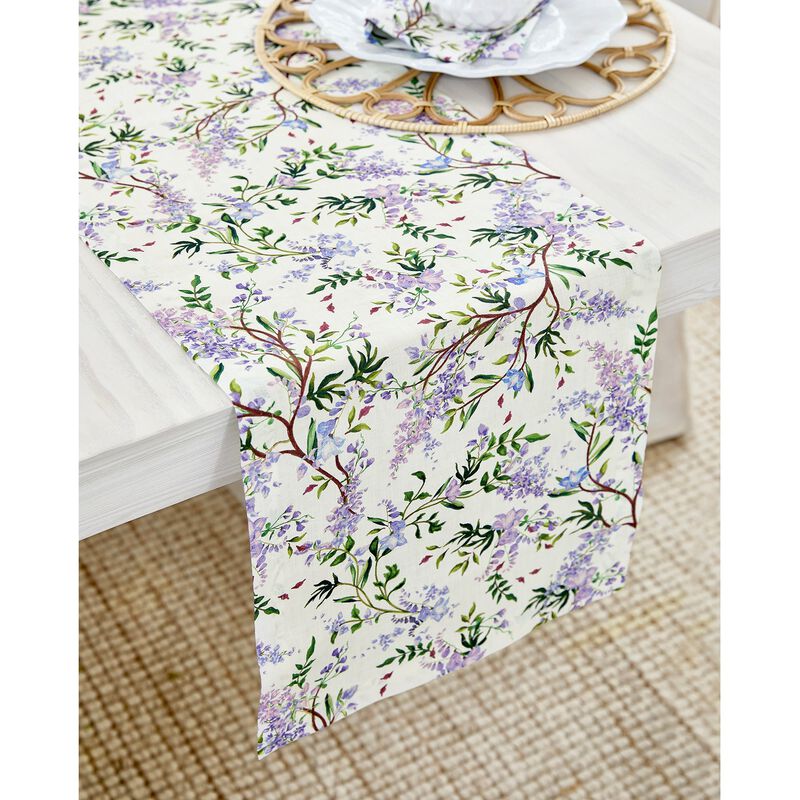 Solino Home 100% Pure Linen Table Runner - Lilacs