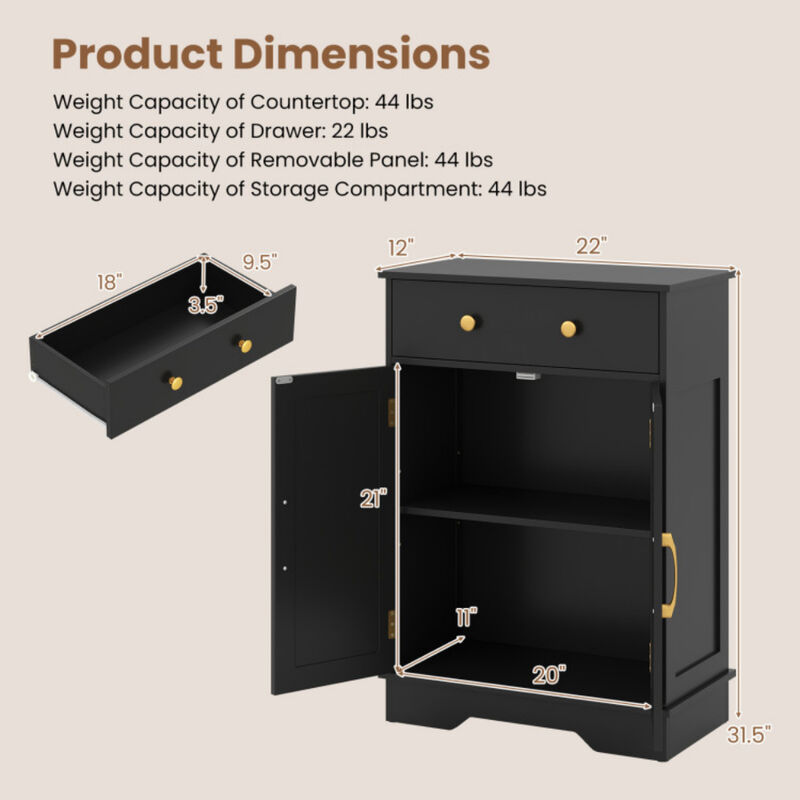 Modern Floor Sideboard Cabinet with Doors and Drawer Storage image number 2