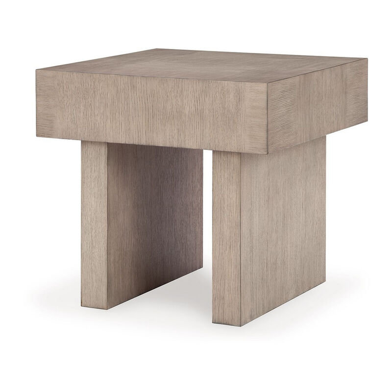 Laina Side End Table, Light Grayish Brown Hardwood, Square 26 Inch