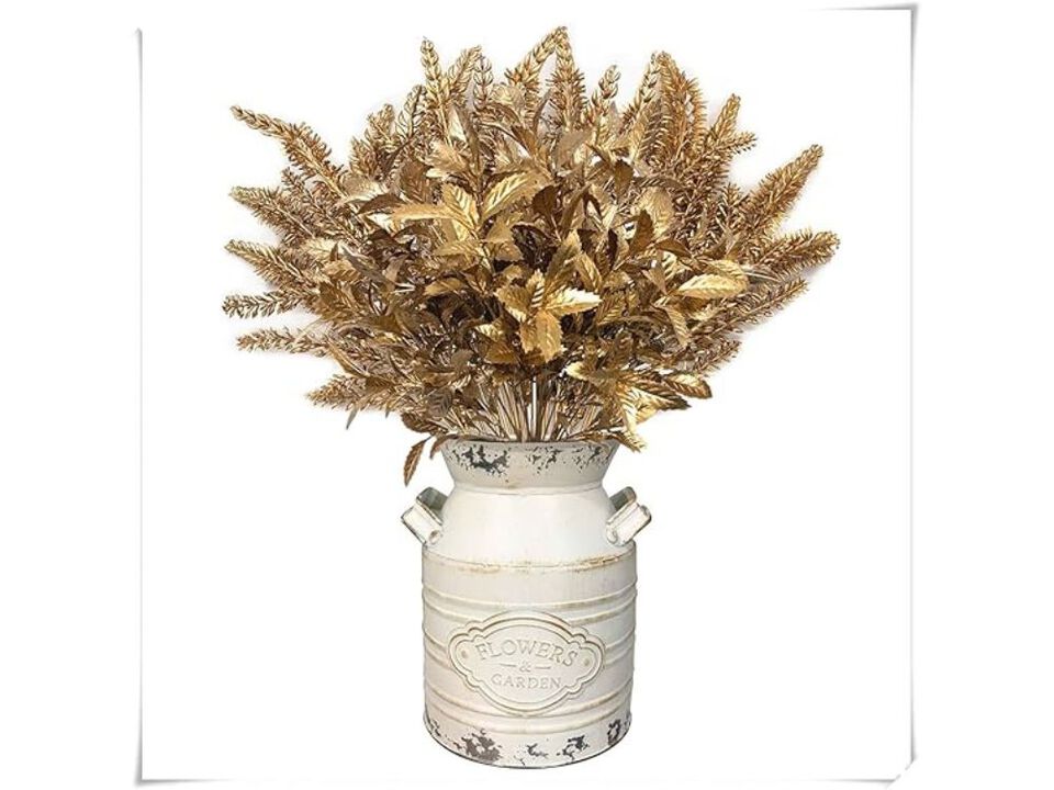 4 Pack Gold Artificial Grass Stems Outdoor Garden Porch Decor