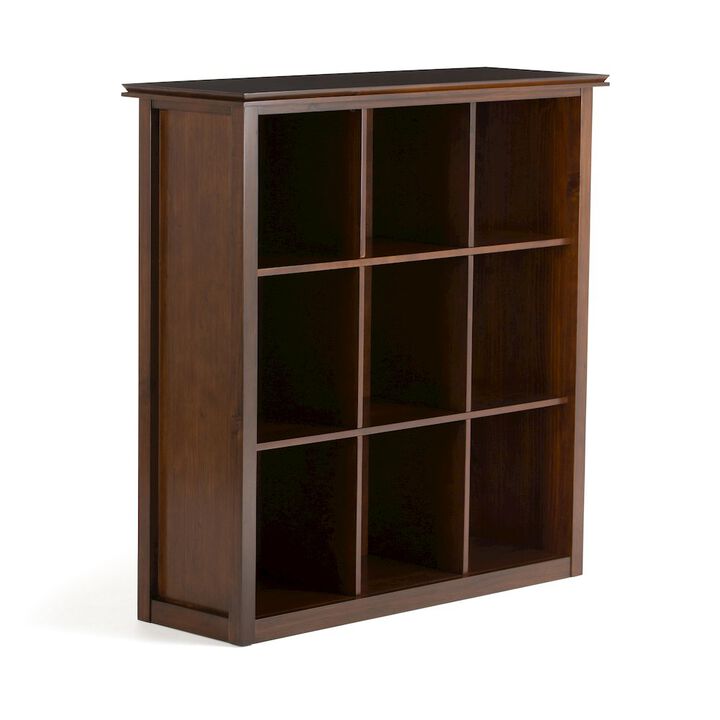 Simpli Home Artisan Solid Wood 9 Cube Bookcase And Storage Unit In Russet Brown
