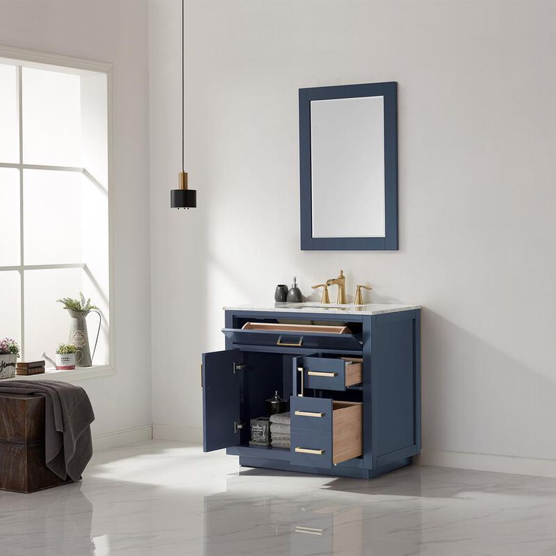 Altair 36 Single Bathroom Vanity Set in Royal&nbsp;Blue with Mirror