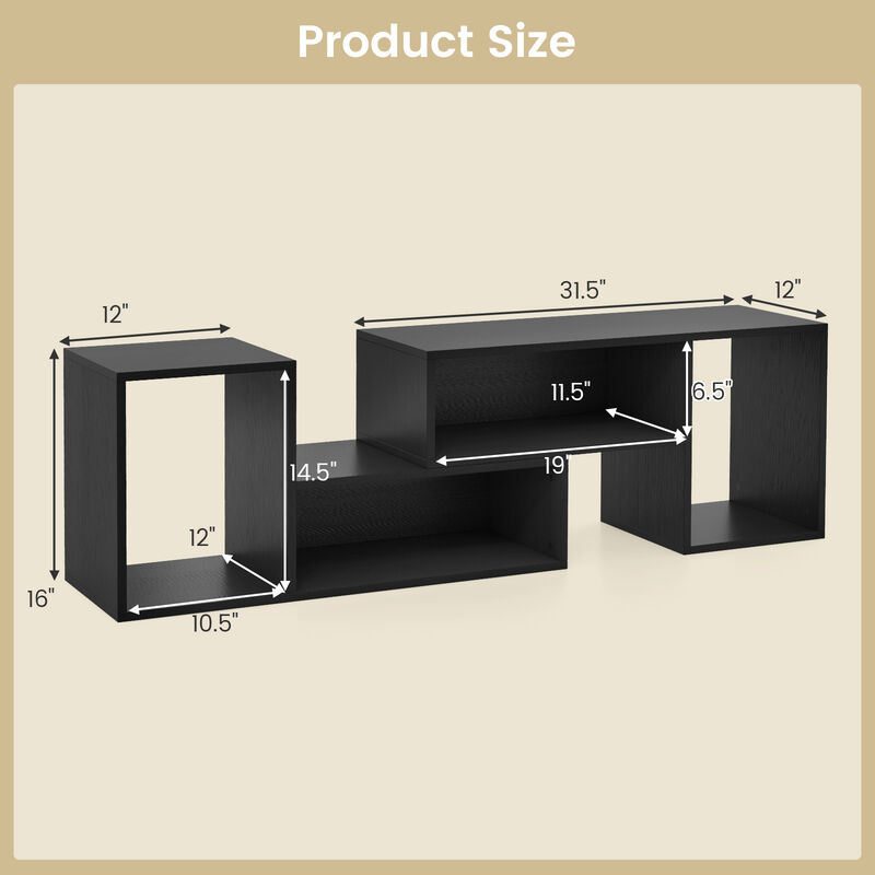 Versatile 2-Piece TV Stand for 55" TVs with Adjustable Sections and Storage Cubes