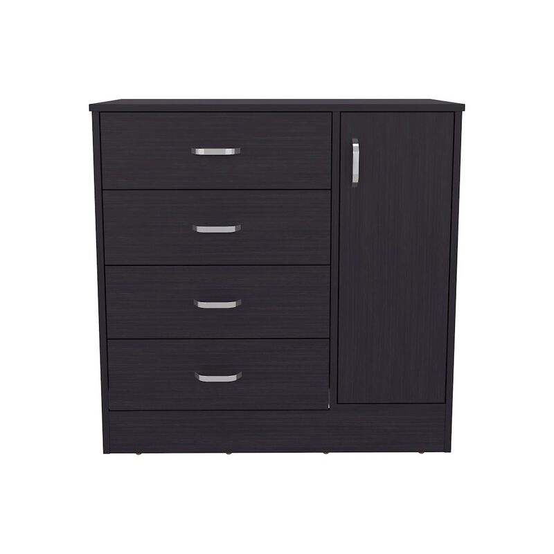 Tuhome Four Drawer, One Door Dresser With Spacious Storage, Bedroom Organizer, Black