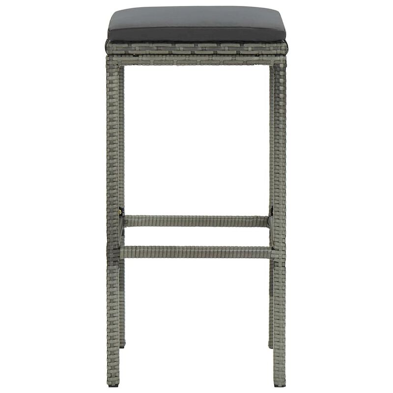 Bar Stool Set of 2 Gray Steel Standard Footrest Bar Stool