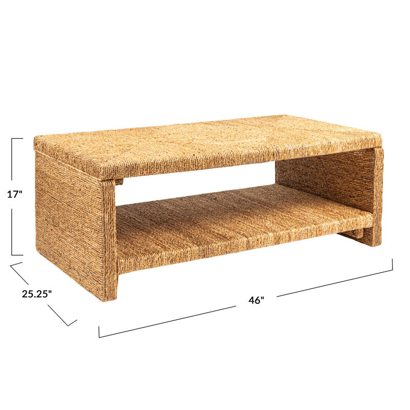 Woven Water Hyacinth & Acacia Wood Coffee Table image number 2