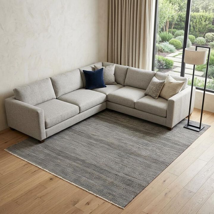 HomeRoots Wool Striped Shag Hand Knotted Area Rug