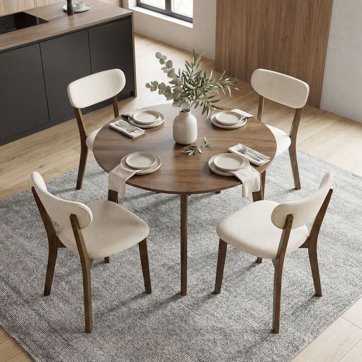 Set of 4 Dining Chairs with Solid Rubber Wood Frames for Kitchen and Dining Room