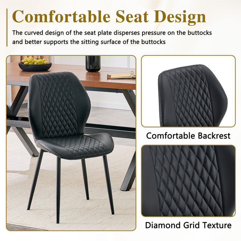 Whisen 4-Pack PU Leather Dining Chairs with Metal Legs, Light Luxury Upholstered Accent Chairs for Dining Room, Office, Study image number 4