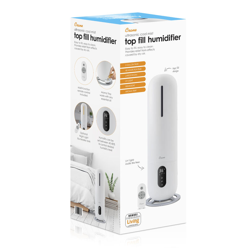 2 Gal. Ultrasonic Cool Mist Tower Humidifier with Germicidal UV-A Light image number 7
