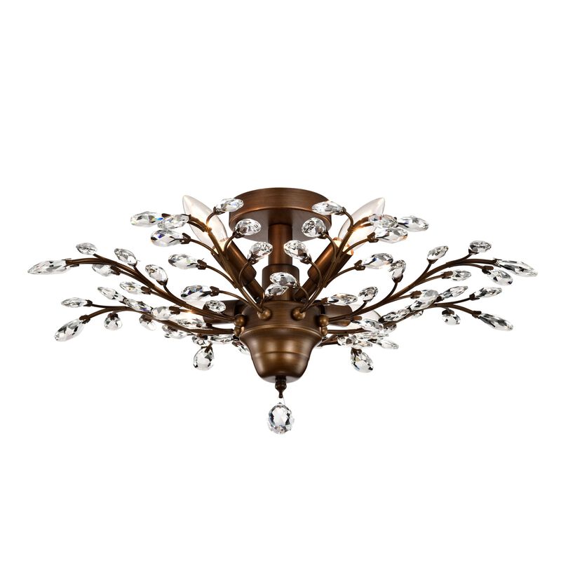 Grace Bronze 4-light Crystal Leaves Flush Mount image number 0