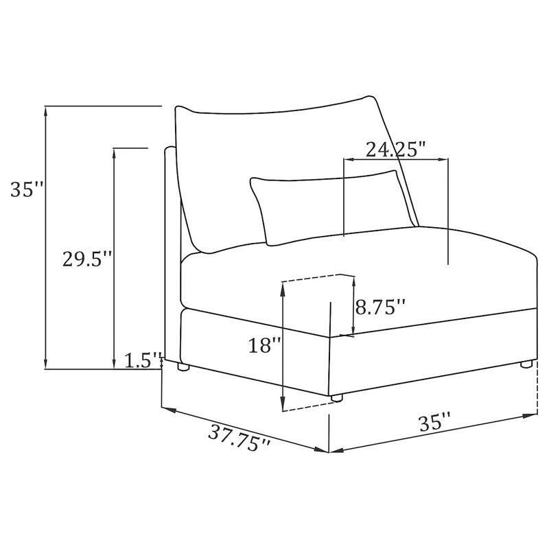 Coaster Co. of America Sasha Upholstered Armless Chair Barely Black