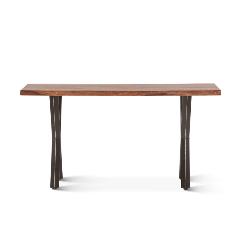 World Interiors Elliston 58 Console Table in Sheesham and Matte Black Iron