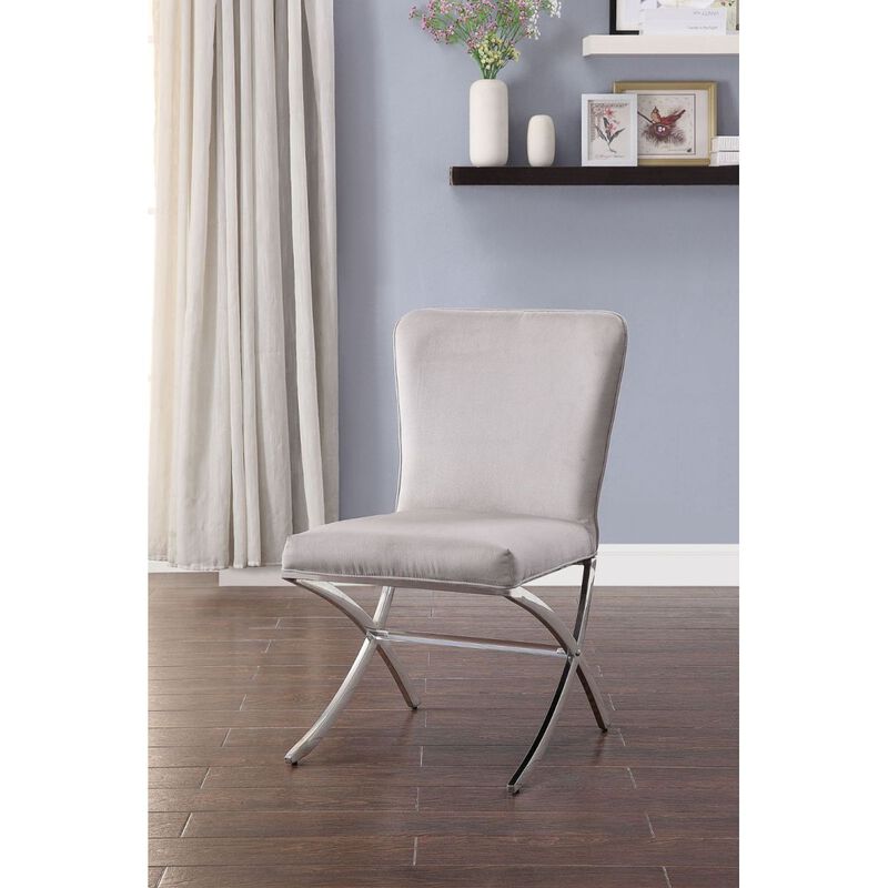 Daire Side Chair (Set-2) in Velvet & Chrome