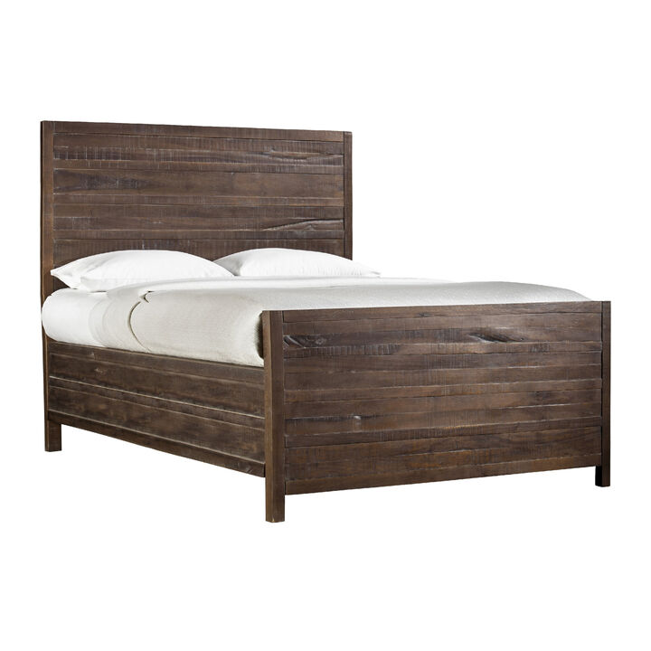 Cas Sengon Tekik Low Profile Panel Queen Bed, Rough Hewn, Brown