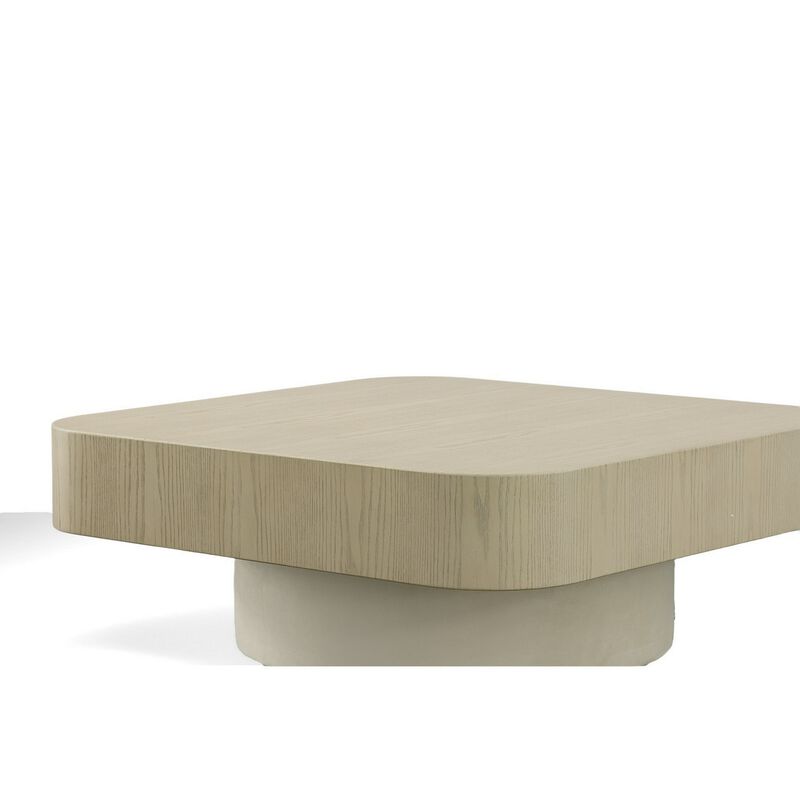 Cid Macy 40 Inch Coffee Table, Square, Modern Style Beige Brown Finish