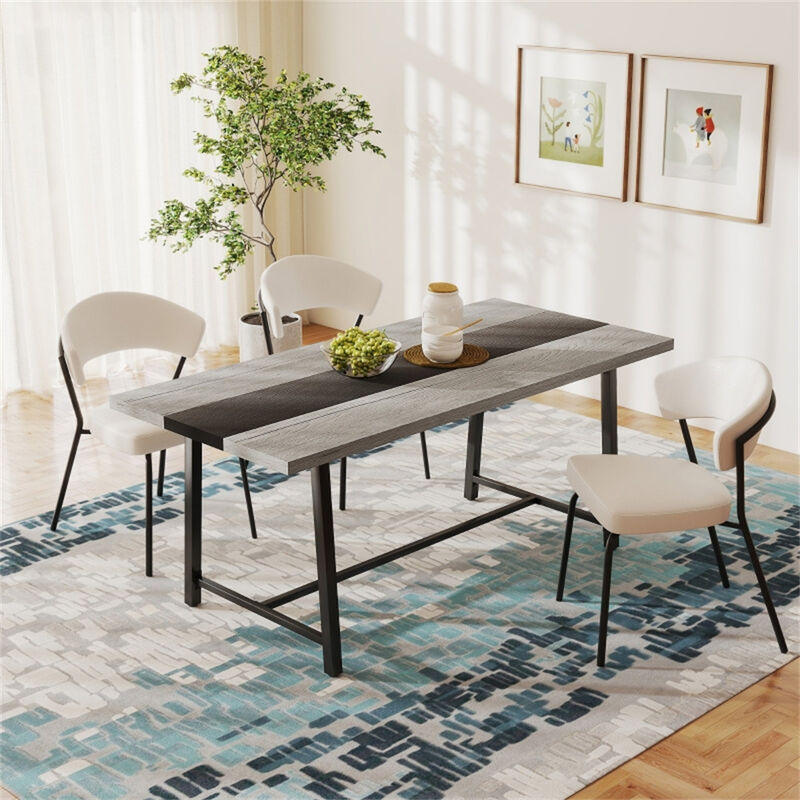 Wooden Top Dining Table with Metal Legs For Dining Room image number 1