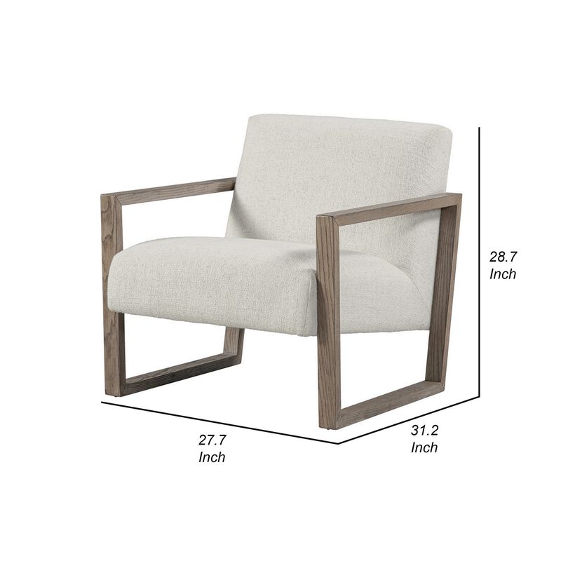 Cvi 31 Inch Armchair, Cushioned Seat, Taupe Framed Legs, Off White Finish