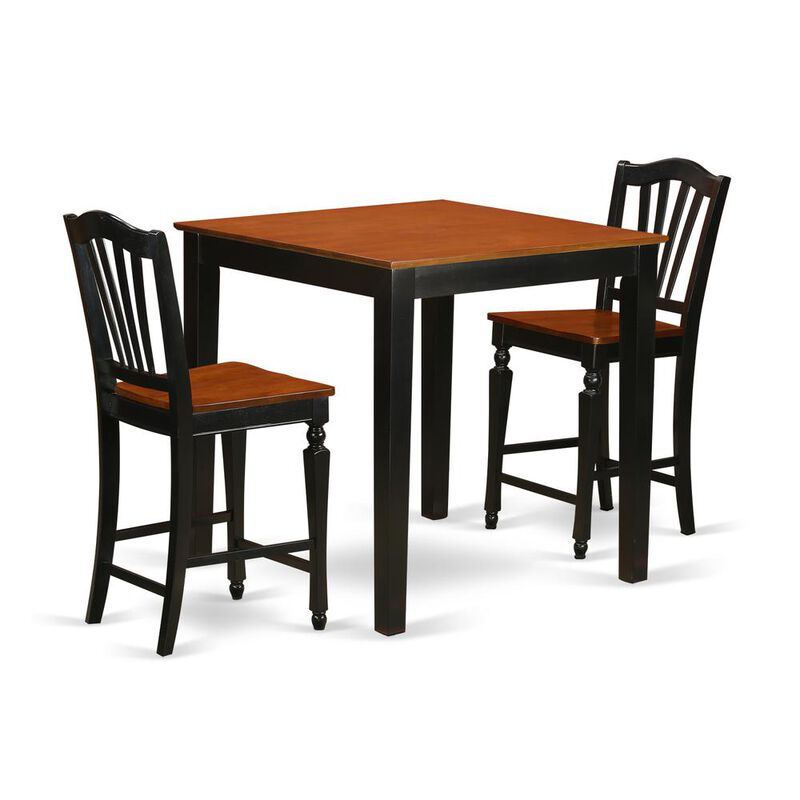 East West Furniture 3  Pc  counter  height  Dining  room  set-pub  Table  and  2  Kitchen  Chairs.