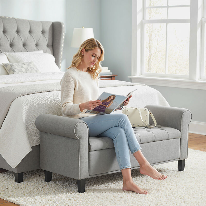 Hivvago End of Bed Storage Ottoman with Rolled Arms image number 7