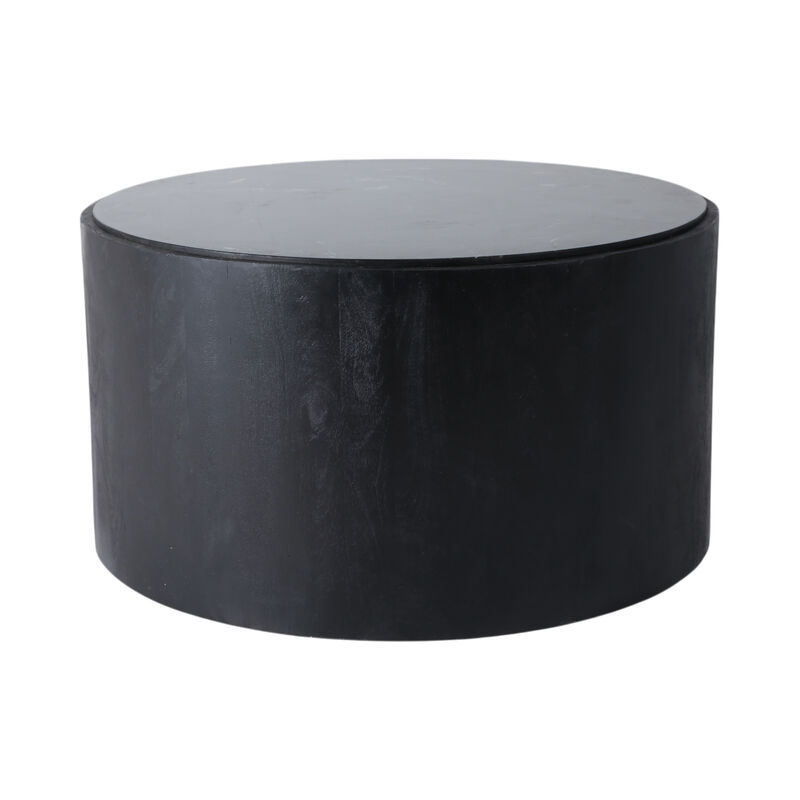 32x17 Marble Inlay Rnd Coffee Table, Blk/wht image number 2