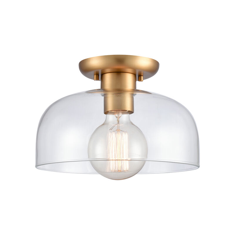 Brewer Gold Semi Flush Mount with Transparent Glass