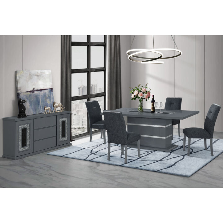 Monaco Dark Grey Upholstered Dining Chairs Set of 2