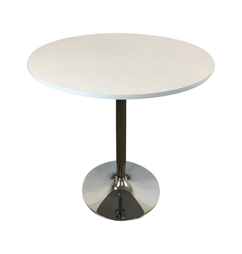 HomeRoots 36" Black and Silver Wood and Metal Pedestal Base Round Top Dining Table