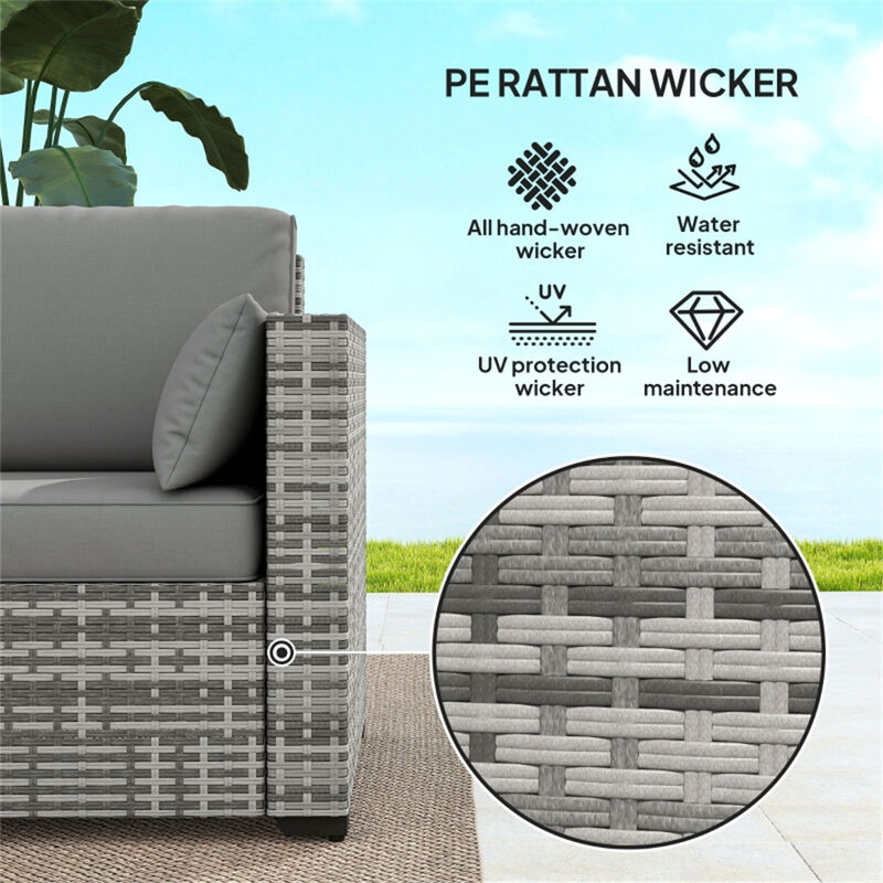Rattan Patio 3-Seater Sofa &ndash; Cozy Outdoor Furniture with Cushions for Garden or Poolside image number 3