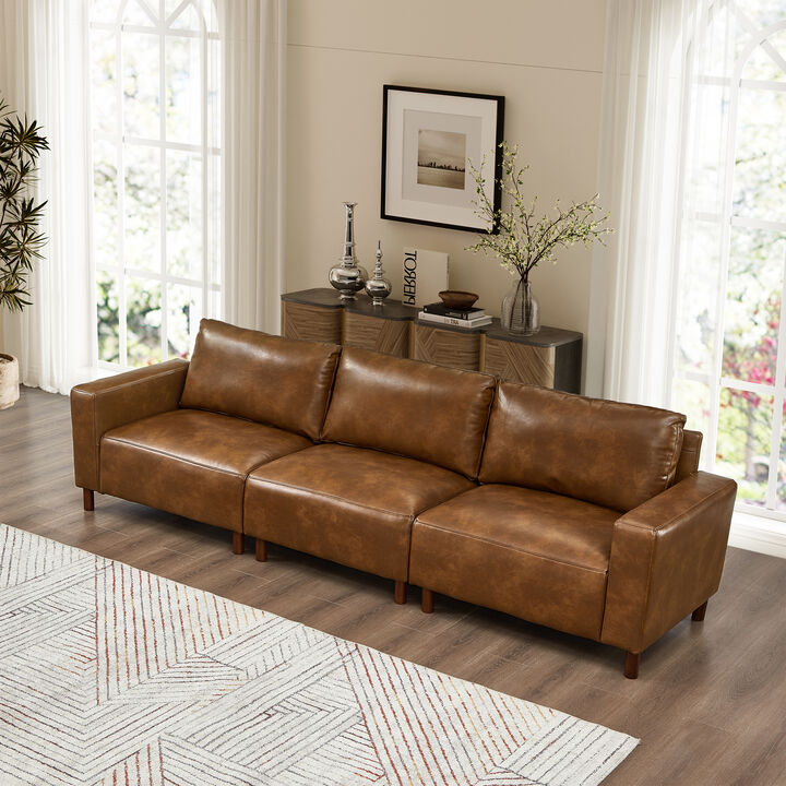 Kufzo Mid-Century Modern 112" 3-Seat Sofa