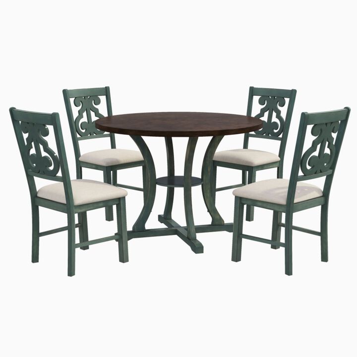 Krafti 5‑Piece Retro Round Dining Table Set