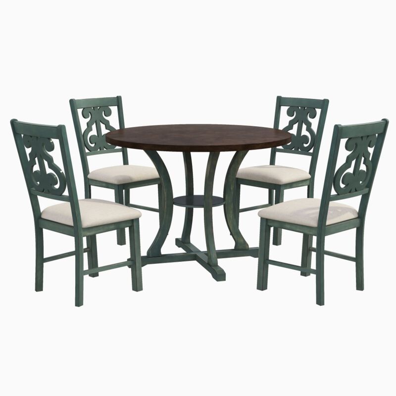 Krafti 5‑Piece Retro Round Dining Table Set image number 0