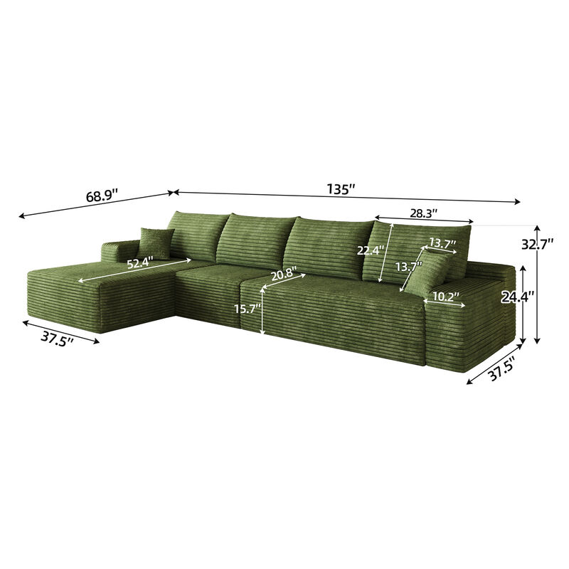 Watvit 135" L-Shape  Cloud Sectional Couch image number 4