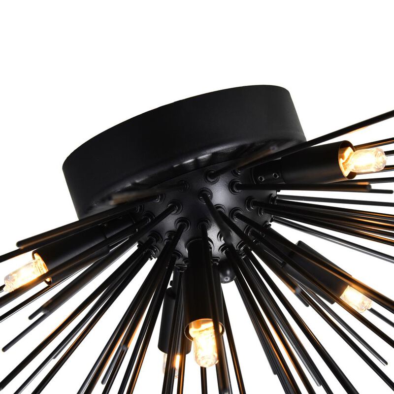 Savannah 6 Light Flush Mount With Black Finish