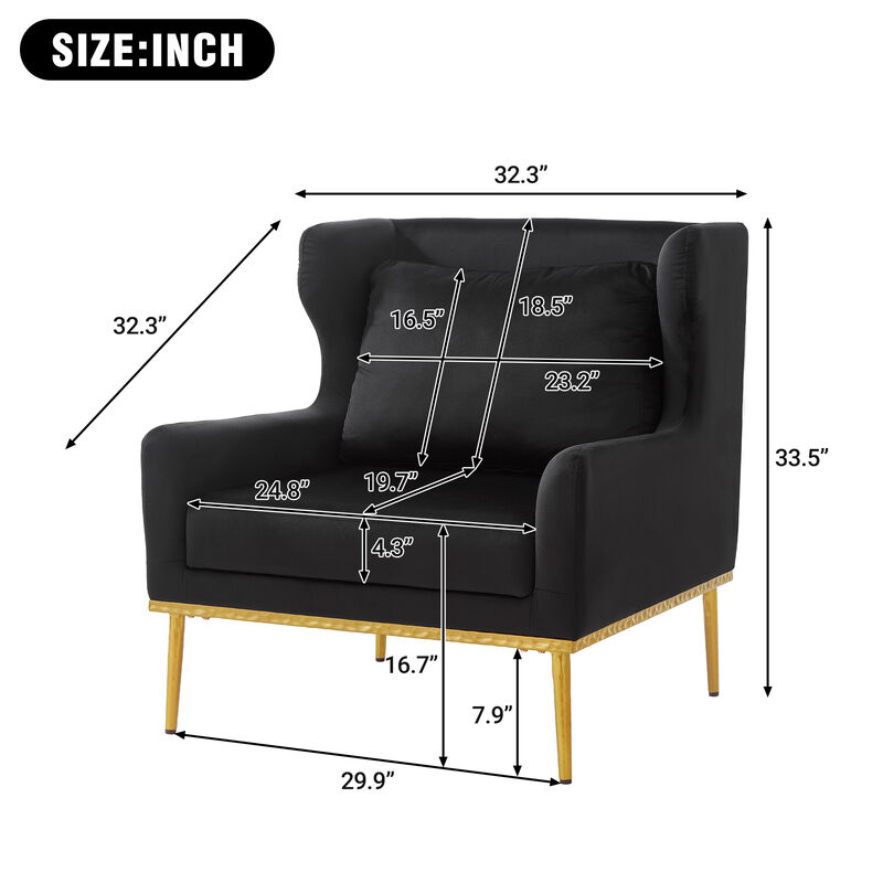 Merax Modern Velvet Accent Chair with Curved Armrests image number 4