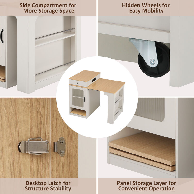 Merax Extendable Kitchen Island with Dining Table & Storage