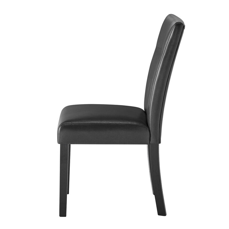 HomeRoots Set of Two Charcoal and Black Faux Leather And Wood Dining Side Chairs