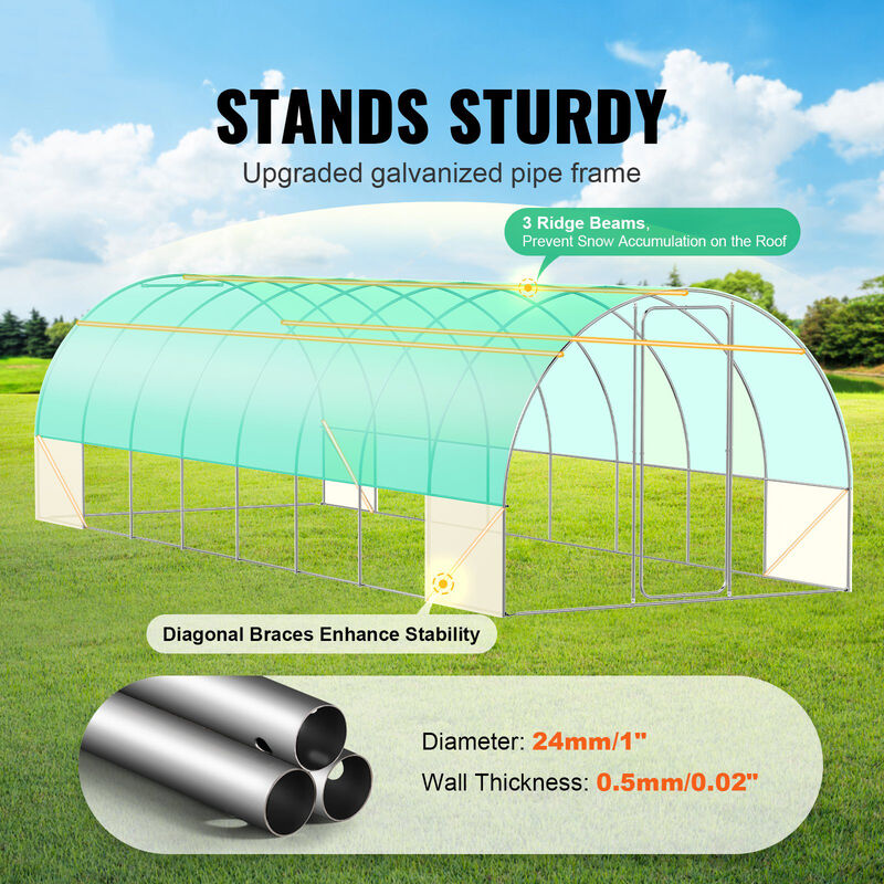 Galvanized Frame Walk-In Greenhouse with All-Weather PE Cover for Plants and Seedlings