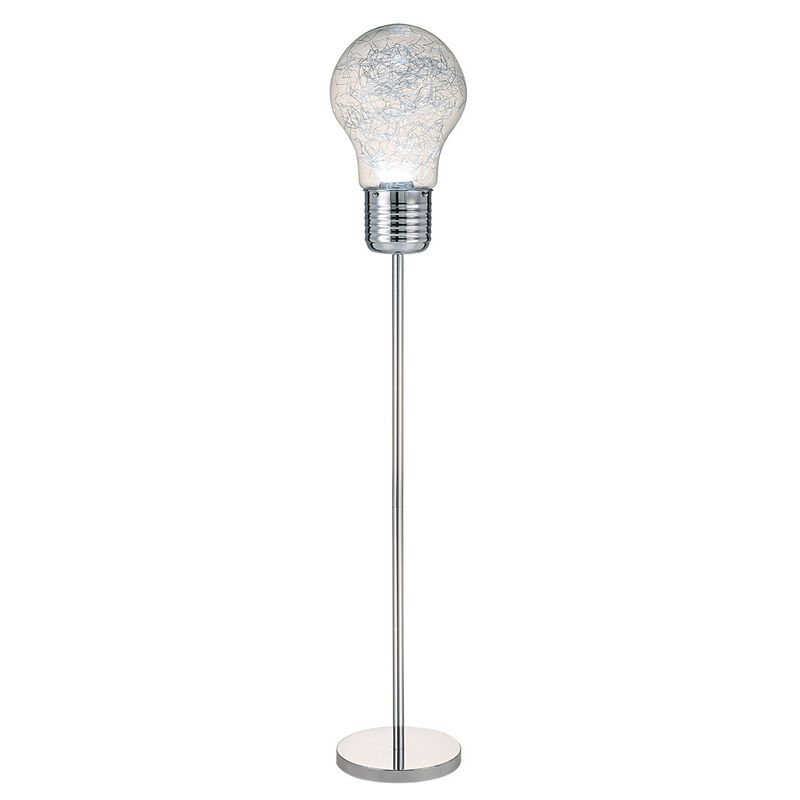 Zoom 66 Inch Floor Lamp, Globe Glass Shade in a Bulb Design, Silver - Benzara image number 0