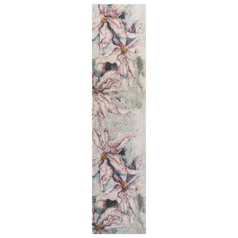 Pastello Modern Abstract Muted Flowers Area Rug